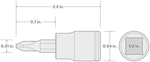 TEKTON 1/2 inčni pogon x 3 Phillips bit Socket / SHB21203