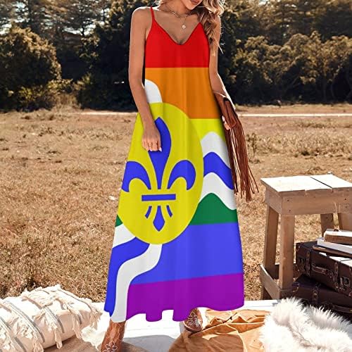 St. Louis Gay Pride Zastava ženske špagete kaiš haljine Swing Crni sarafani plaža odmor Matura
