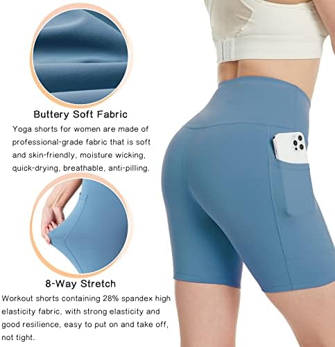 Americloud joga kratke hlače za žene sa džepovima Bikarske kratke hlače High Struk Tummy Control