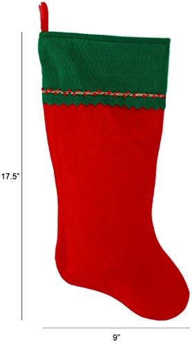 Monogramirani me vezeni početni božićni čarapa, zeleni i crveni filc, početni t