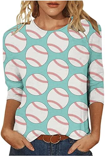Ženska majica Moda Moda 3/4 rukava O-izrez Baseball Print mama majica Labavi povremeni bluza