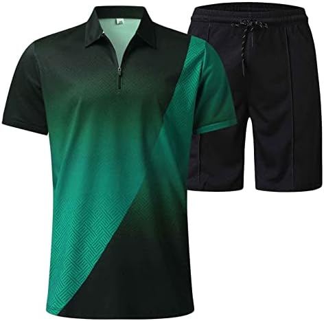 Xiaxogool Track odijeva muškarci 2 komada ljetne kratke setovi odijela Moda 1/4 zip polo majica