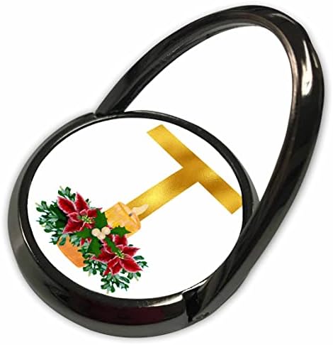 3Droza božićna cvjetna slika zlatnog monograma Početna T - telefonski prstenovi