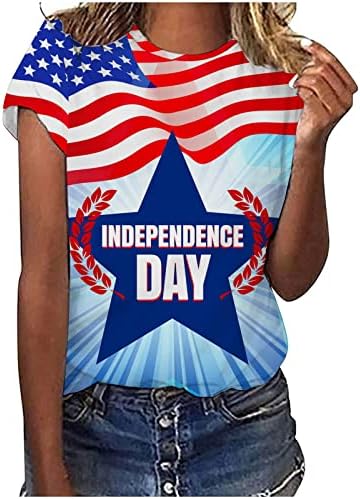 Dan nezavisnosti žena Print Tshirt američka zastava grafički Tees Casual Regular Fit bluza 4. jula Patriotski