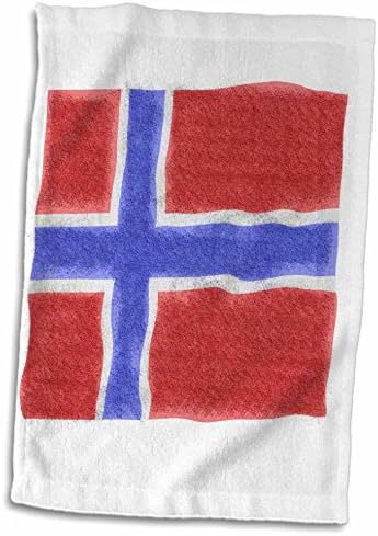 3D ruža slika zastava Norveške u ručniku za ruke Grunge stil, 15 x 22