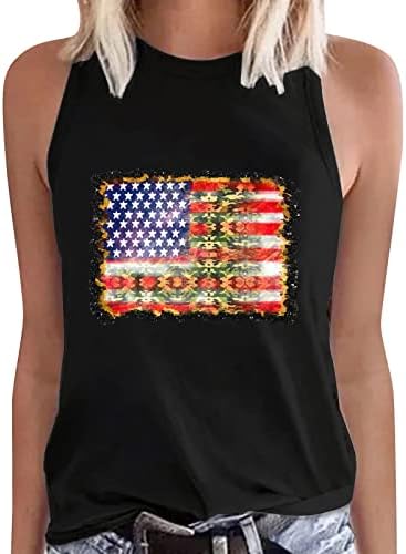 Miashui Base ženska američka zastava Print Top Shirt Tee rukav okrugli vrat labava majica prsluk Tee bluza Casual