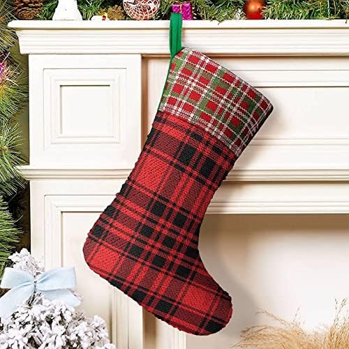 Buffalo Crveni crni plairani božićni božićni čarapa sjajni zid viseći ukras ukras za Xmas Tree Holiday