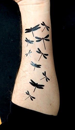 Premium Dragonfly & leptir crna silueta tetovaža tetovaža