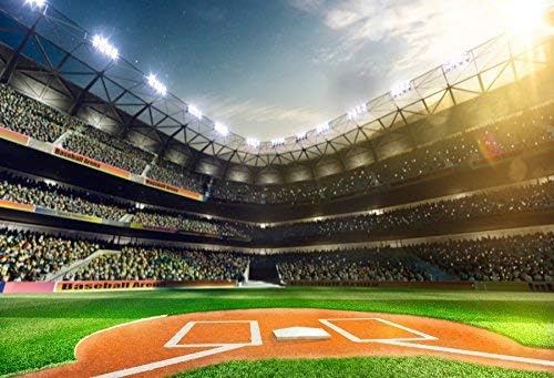 Laeacco 7x5ft Bejzbol Photo Backdrop Green Baseball Field Stadium fotografija pozadina Sportske
