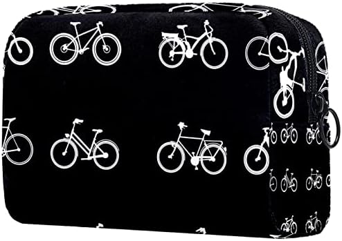 Toaletska torba, putna kozmetička torba za žene za žene, moderni crno-bijeli uzorak bicikla