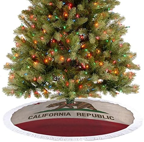 Vintage California Flag Christmas Skirt Xmas Tree Mat Tassel ukrasi za ukrase Holiday Party 30/36/48 inča