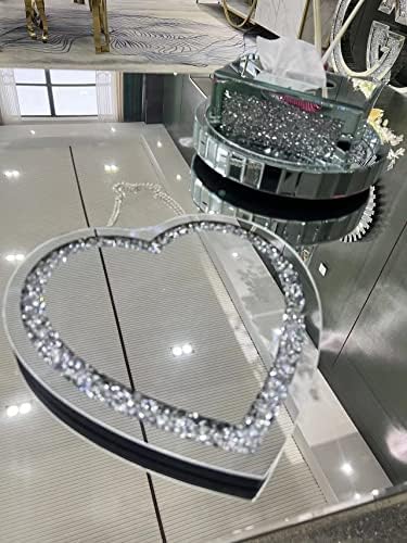 Amervie Dijamantno ogledalo u obliku srca sa srebrnim lancem od nerđajućeg čelika za zidnu dekoraciju