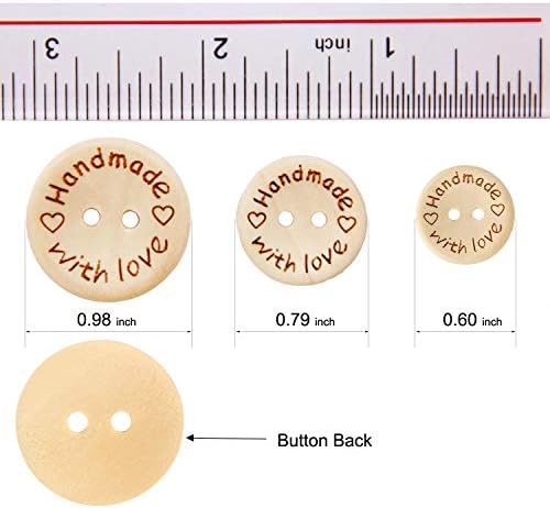 150pcs PINOWU Drveni gumb ručno rađen sa ljubavnim okruglim zanatskim dekorom 2 rupe gumbe za šivanje