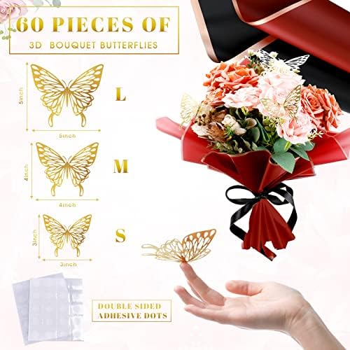 60 listova za omotavanje cvijeta 22,8 x 22,8 inča cvjetni omotački listovi ruže buket papir sa 2 role