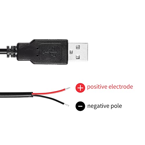 Riieyoca 2pcs USB 2.0 muški utikač 2pin gola žica, USB električni podatkovni kabel DIY pigtail kabel za