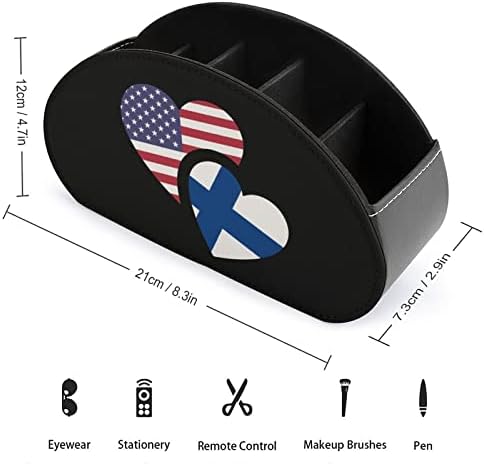Finska američka zastava Moderni držač daljinskog upravljača sa 5 odjeljaka PU kožna matifunkcionalna kancelarijska