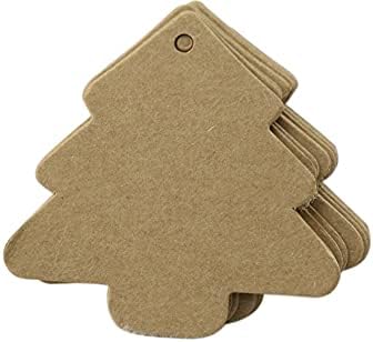 Oulii 100pcs Božićna stabla Oblik kraft papira Vintage visine prazne naziva kartica Poklon oznake