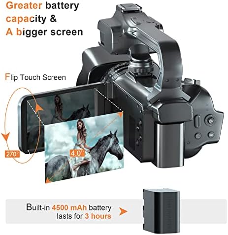 Muraux 4K video kamere, 64MP Vlogging kamera za YouTube, 18x digitalni zum WiFi video zapis kamere,