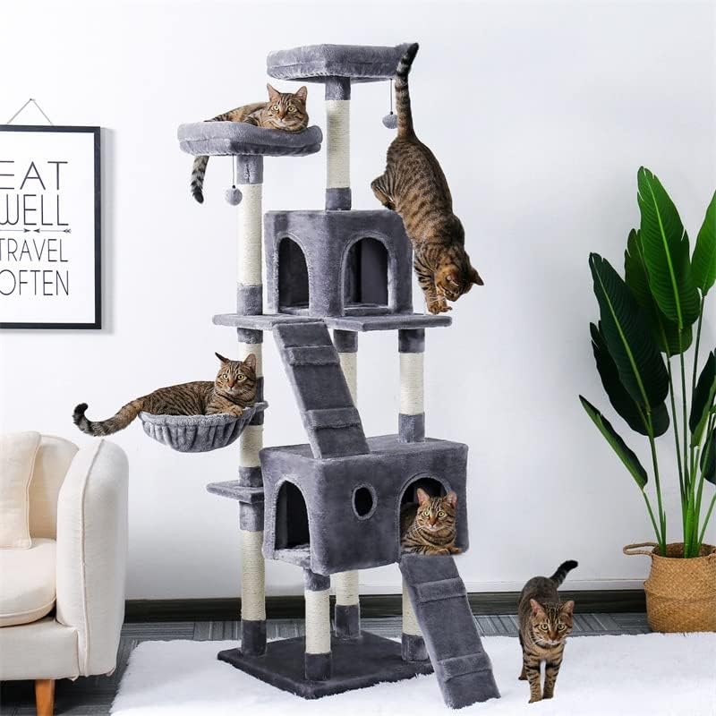 IULJH višeslojno mačje drvo za mačke sa udobnim Grgečima stabilan okvir za penjanje za mačke igračke za grebanje