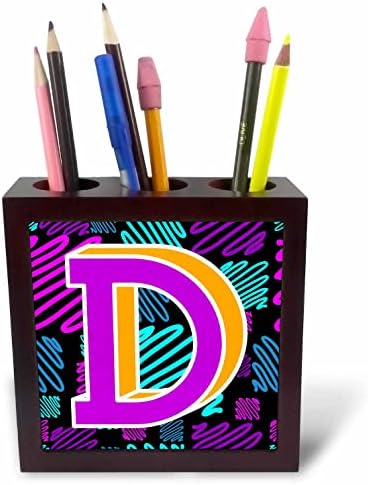 3drose d Neon Pink i žuti monogram Početni - Držači olovke za pločice