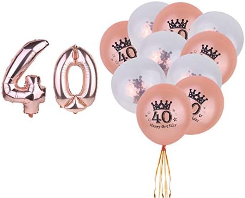12pcs u 1 setu Ruža Zlatni broj 40 Aluminijumske folije Balloni Confetti Balloons Set Rođendan Ispišivanje