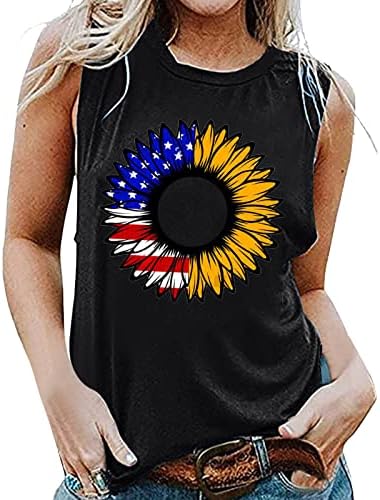 Majice od 4. jula majice za žene majice sa O-izrezom bez rukava američka zastava Stars Stripes