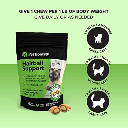 PetHonesty Cat Hairball Support Chews-lijek za mačju dlaku, podržava kožu i probavu, može pomoći u eliminaciji