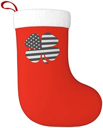 QG ZZX Clover Američka zastava Božićne čarape Xmas Čarape Kamin Viseća čarapa 18 inča Odmorsko dekoracija