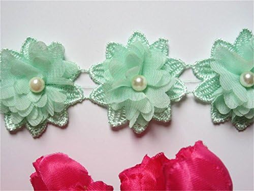 1 dvorište 3D cvjetni biser rubne obloge trake 5 cm širina vintage stil zeleni ivica ukrasi tkanini