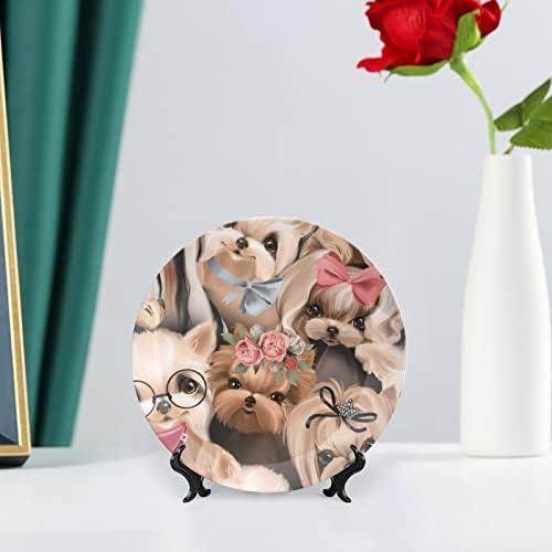 Yorkshire Terrier Dekorativne ploče okrugle keramičke ploče sa zaslonom za kancelarijskog ureda za vjenčanje