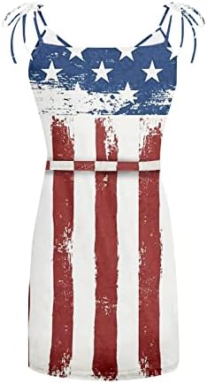4. jula haljina za žene ljeto američka zastava Tank haljina sa džepovima elastični struk špageti remen