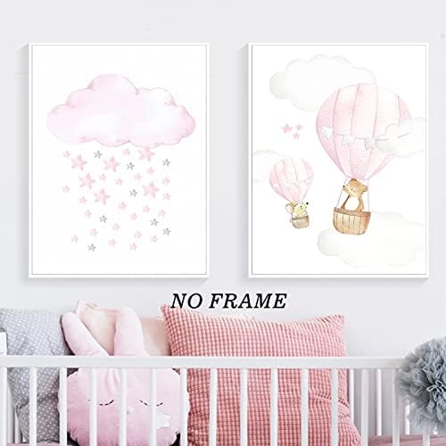 Slike ružičastog rasadnika Pink Cloud Painting Pink Star Poster slatko umjetničko djelo životinja slika