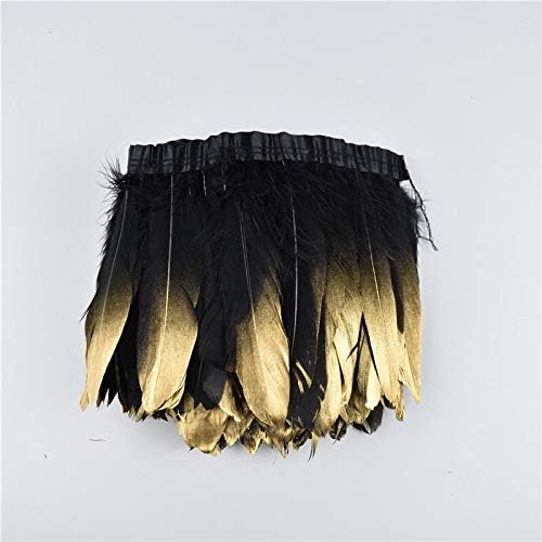TTNDstore 2meter zlato umočen Crna guska perje Trims resama trake 15-20cm 6-8 pero za zanate Dress
