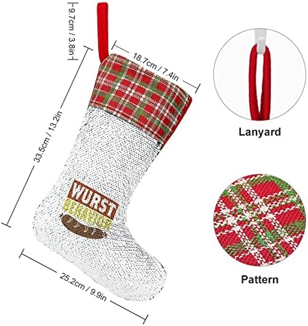 Wurst ponašanje Oktoberfest Sequin Božićna čarapa sjajni zid viseći ukras ukras za Xmas Tree Holiday Party