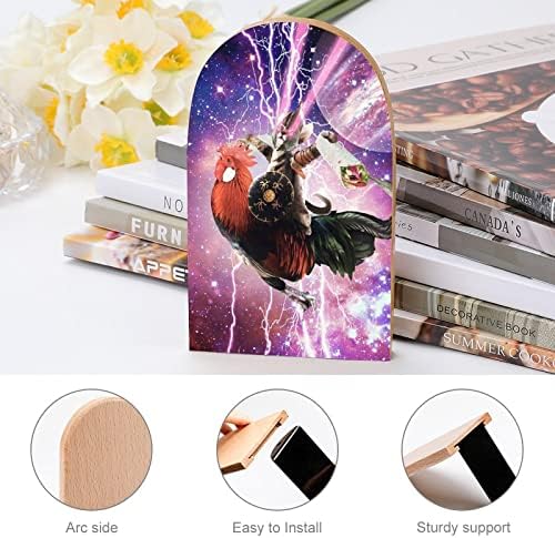 Space Monkey Riding Chicken drveni Bookends trendi dekorativni stalak za knjige za kućne i