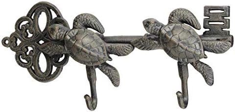 Benjara, siva BM196332 Dekorativne morske kornjače Željezni zidni kuka na antički ključ