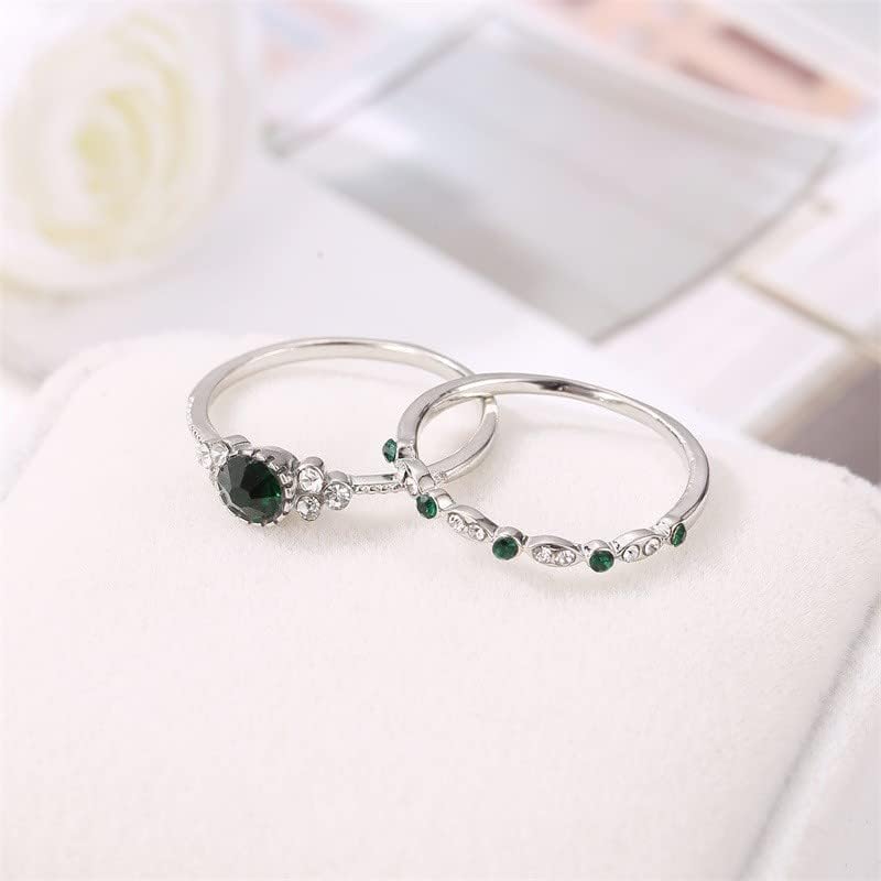 Zaručni prsten za žene Srebrni vjenčani prstenovi 2 komada set obećava prstenove za svoj retro kubični cirkonijski