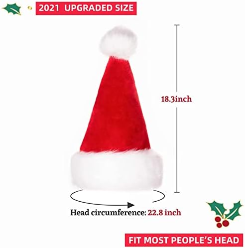 RJVW Božićni šešir, Santa šešir, Božić praznični šešir za djecu, Unisex baršunasti klasični Santa
