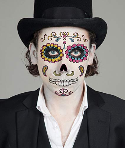 12pcs šećerne lobanje lica privremene tetovaže - dan mrtvih Halloween Masquerade Party Decorations