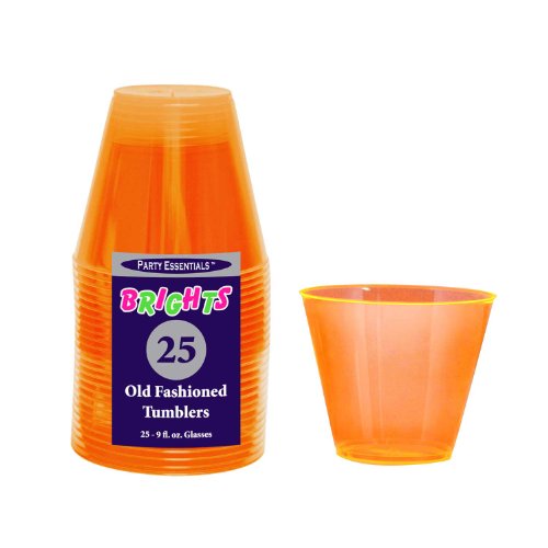 Žurka Essentials N92555 Brights plastične čaše / Tumblers, kapacitet od 9 unci, neon narančasta