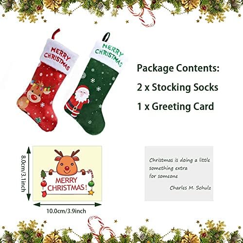 Božićne čarape, Nova skala 2 Pack Xmas Čarape 18 Velike viseće čarape Božićne drvce Santa Snowman Reindeer Xmas karakter za obiteljski odmor Božićne zabave