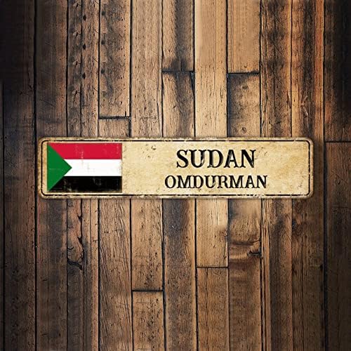 Sudan - Omdurman zastava Ulični znak personaliziran vaš grad Vintage aluminijumski znak Sudan - Omdurman