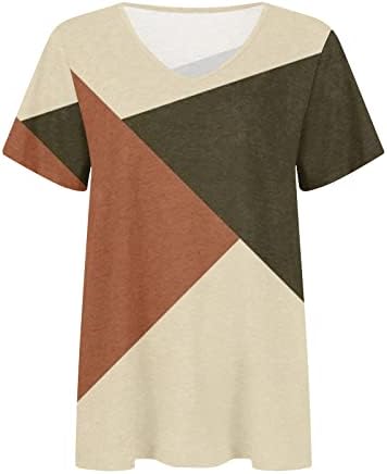 Bluze kratkih rukava za žene Ljeto jesen glužnju dekolte u boji blokiranje doručak vrhovi 2023 odjeća