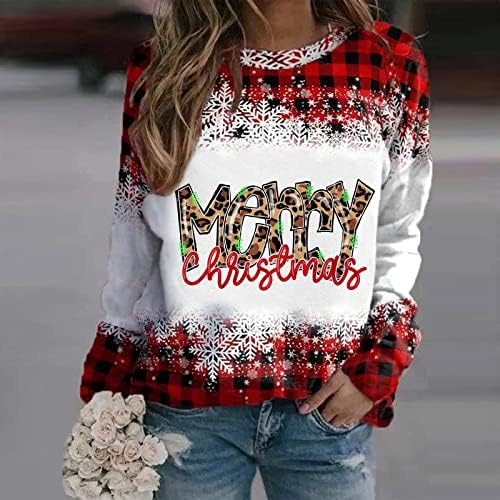 Ružni božićni džemperi za žene 2022 Dressy majica Leopard slova Smiješna dukserica s dugim rukavima