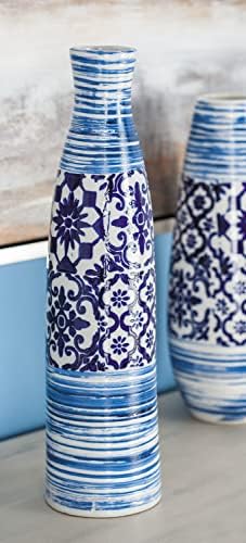 Keramička vaza sa uzorkom pločica, plava