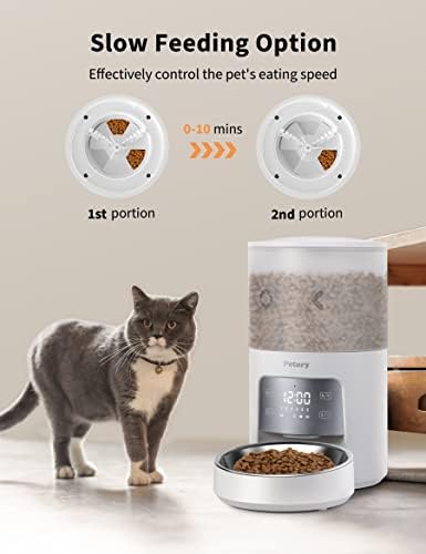 Petory tempirane automatske hranilice za mačke - 4L dozator suhe hrane za mačke od 6 obroka sa diktafonom i