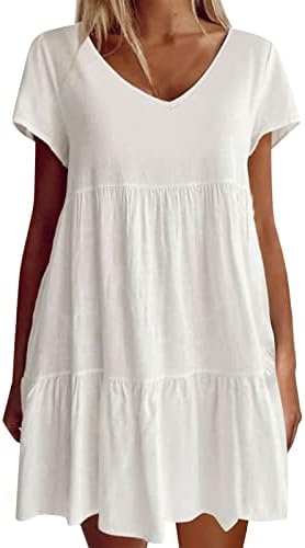 Miashui košulja za struk za košulju za žene V izrez T majica Haljina Ležerne prilike kratkih rukava Summer