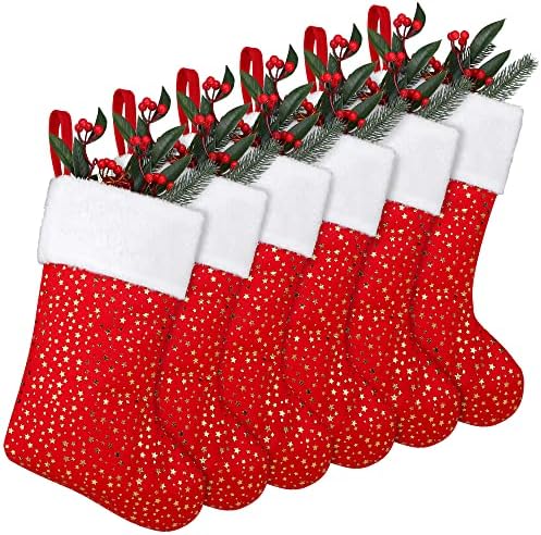 Anvavo 6 pakovanje božićne čarape 18 inčni velikim bojlama Xmas sa blistavim zvjezdanim otiskom