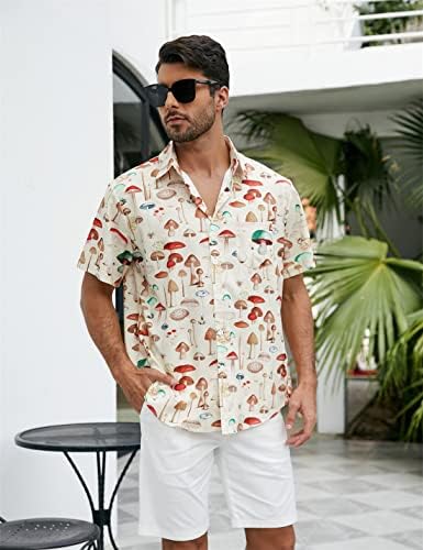 PAODIKUAI Muška štampana košulja donji kratki rukav slatka havajska košulja od gljiva