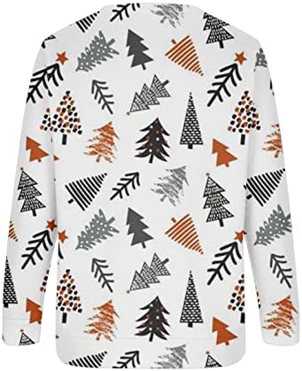 Sretan božićni duks za žene slatka jelena grafički casual labav dugi rukav posadni pulover na vrhu xmas tee